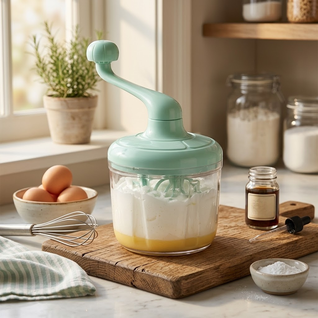 Semi-Automatic Hand-Crank Egg Whisk & Cream Whipper