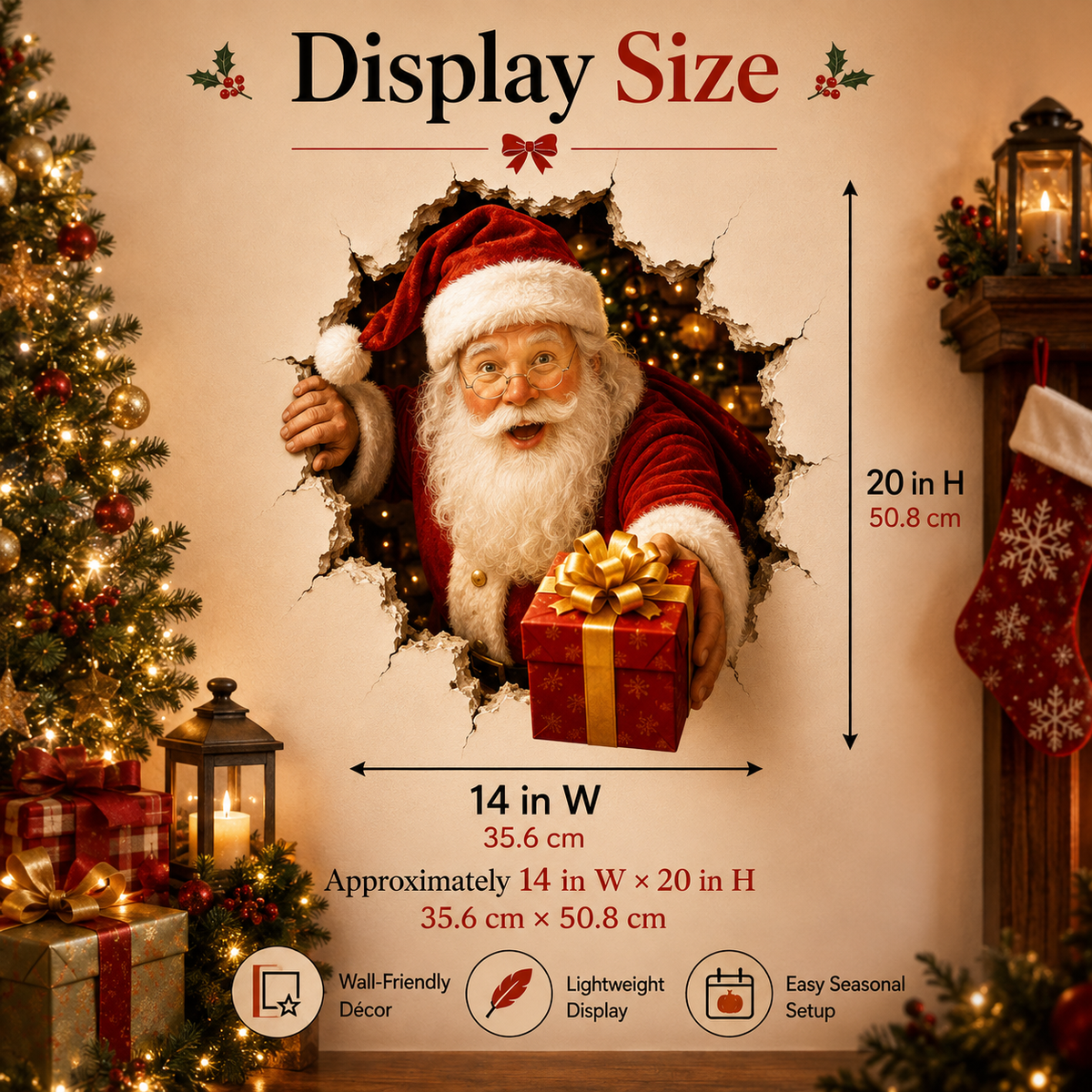 ๐ฅLast Day 50% OFF-19.7'' Christmas Breaking Through the Wall Decal