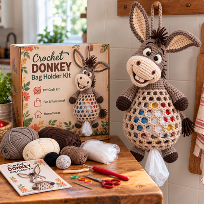 🔥 50% OFF |🧵 Crochet Animal Bag Holder DIY Kit – Cute & Functional Hanging Storage Craft Kit 🧶