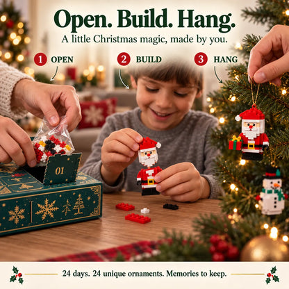 ⏳ Last Day 50% OFF – 🎄24-Day Mini Christmas Brick Ornament Advent Calendar | 24 Unique Buildable Holiday Ornaments to Create, Hang & Keep 🧱