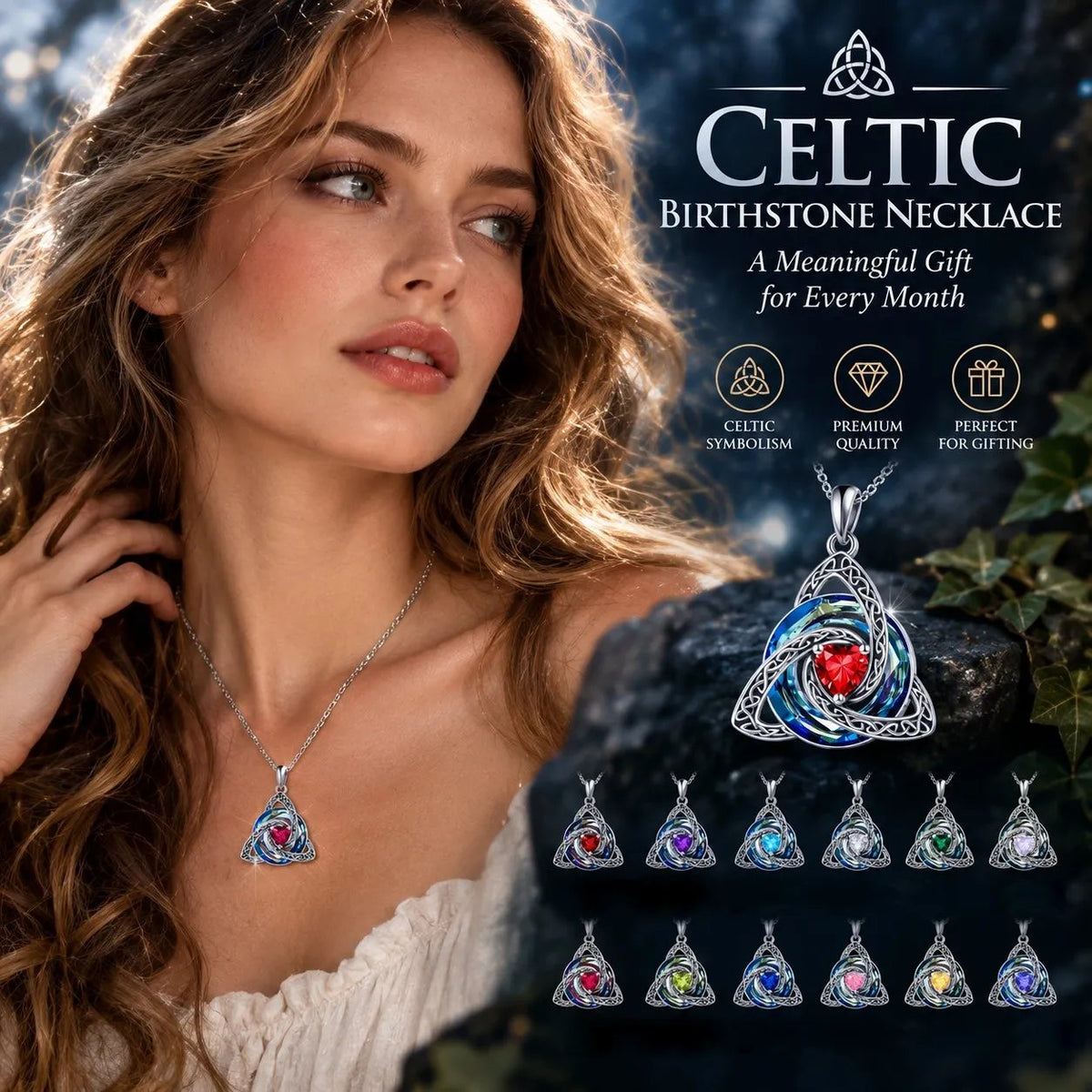 Personalized Celtic Knot Birthstone Necklace 🎁