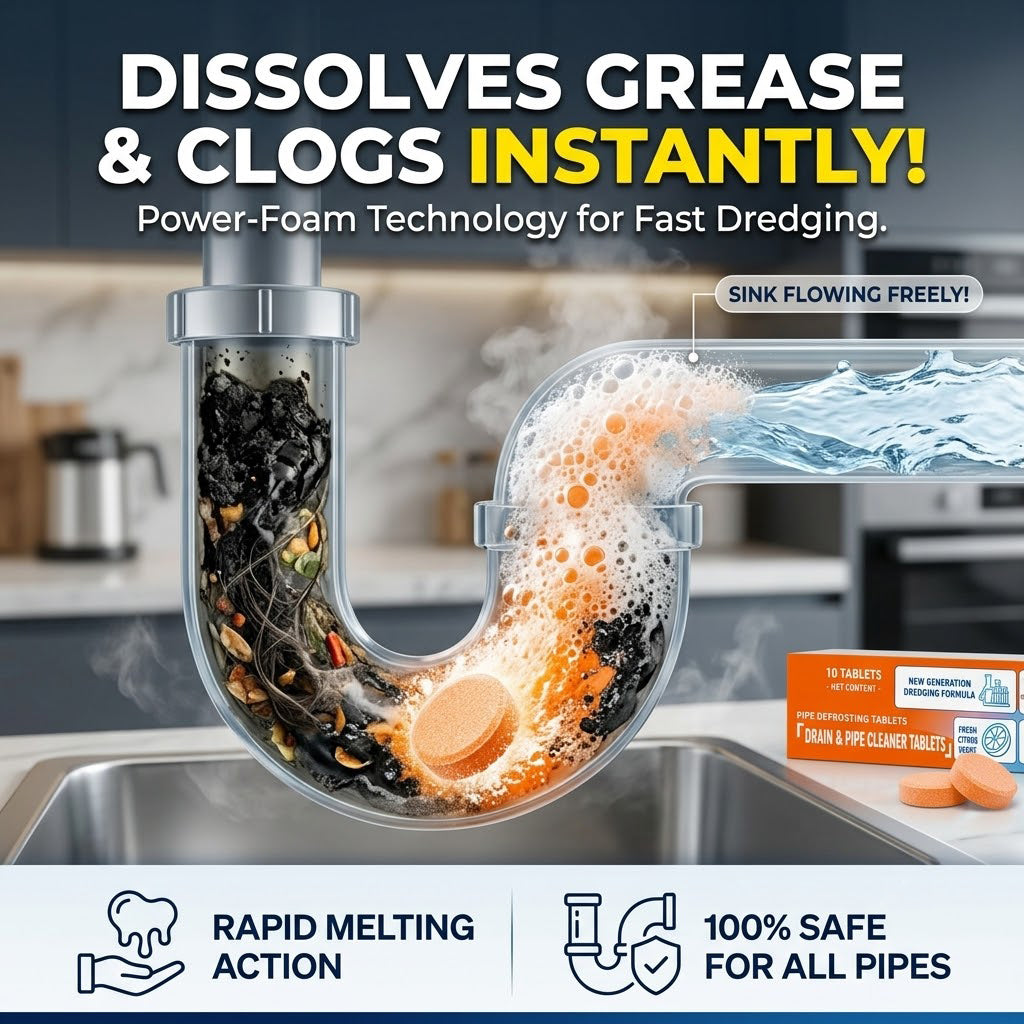 💥Foaming Drain Cleaner Tablets — Active Oxygen, Non-Toxic | Unclogs & Freshens Every Drain in Your Home