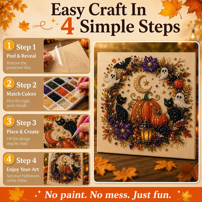 👻✨ Halloween Pearl Art DIY Kit – Turn Tiny Pearls into Spooky-Cute Magic