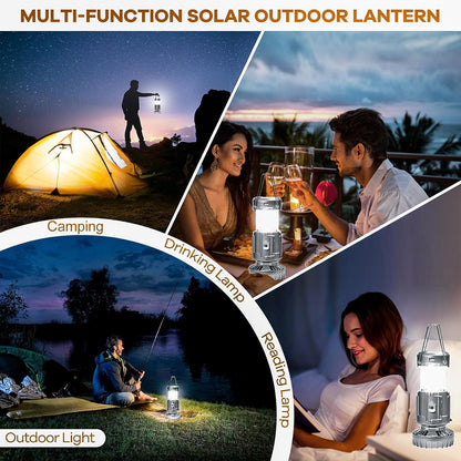 Portable LED Camping Light with Fan, Solar Charging,Essential items for camping and night fishing