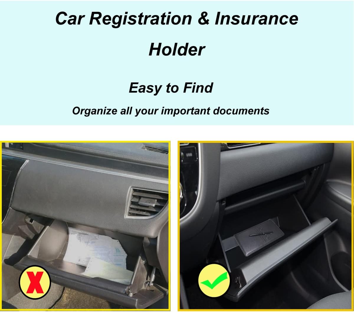 Car Registration and Insurance Card Holder, Magnetic Closure Durable Vehicle Organizer, Essential Car Document Wallet and Car Accessory for Women and Men👌