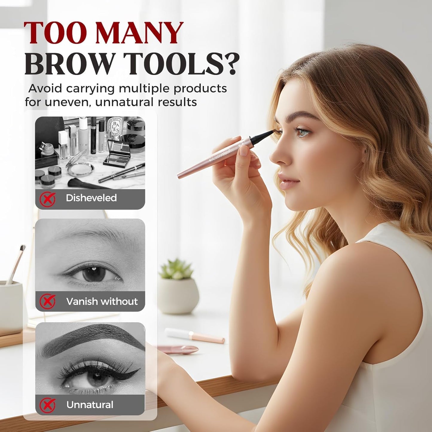 Micro-Fork Eyebrow Pencil:Waterproof,Natural Hair-Like Strokes & Long-Lasting