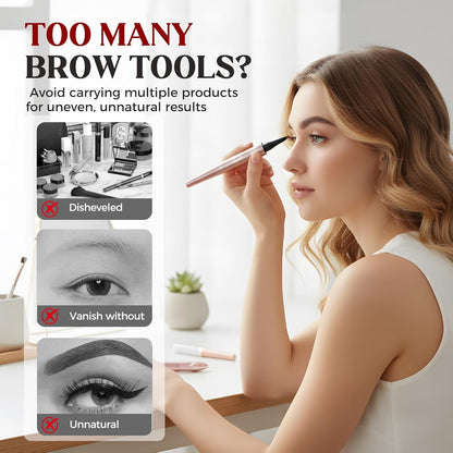 Micro-Fork Eyebrow Pencil:Waterproof,Natural Hair-Like Strokes & Long-Lasting