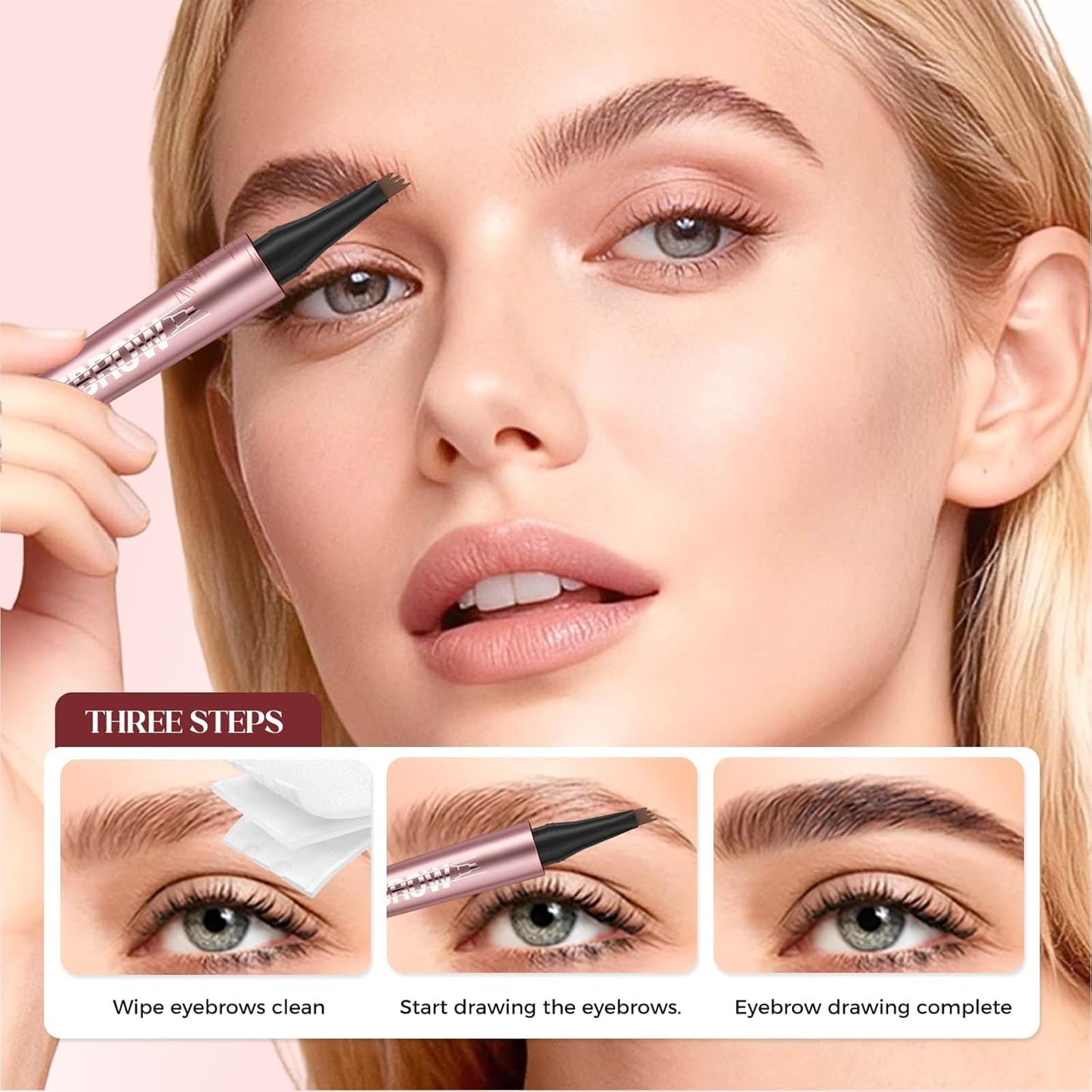 Micro-Fork Eyebrow Pencil:Waterproof,Natural Hair-Like Strokes & Long-Lasting