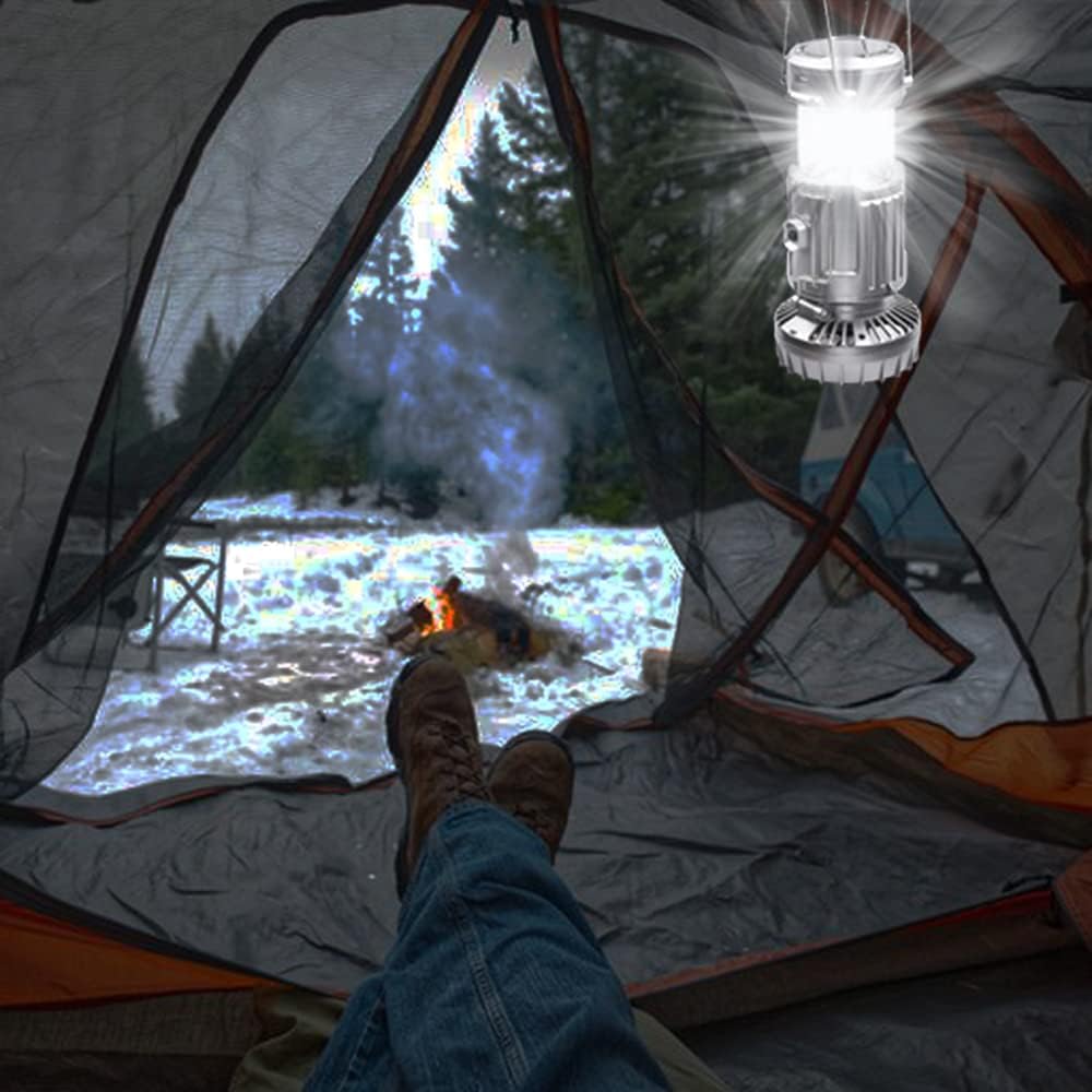 Portable LED Camping Light with Fan, Solar Charging,Essential items for camping and night fishing