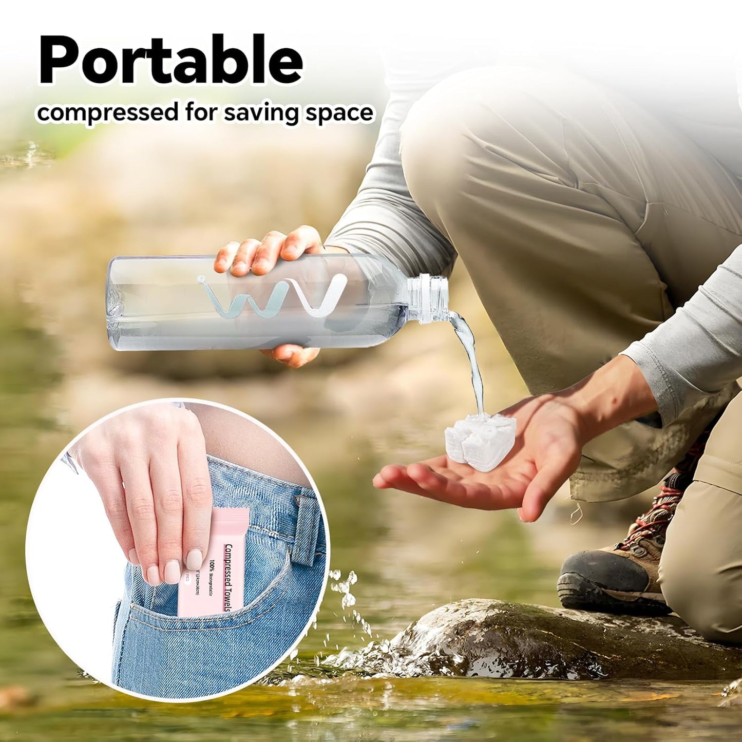 🥳BUY 2 GET 1 FREE ! Compressed towels that expand when wet, Disposable face towels for travel, camping, and hiking.1 Pack 30 Count ✅
