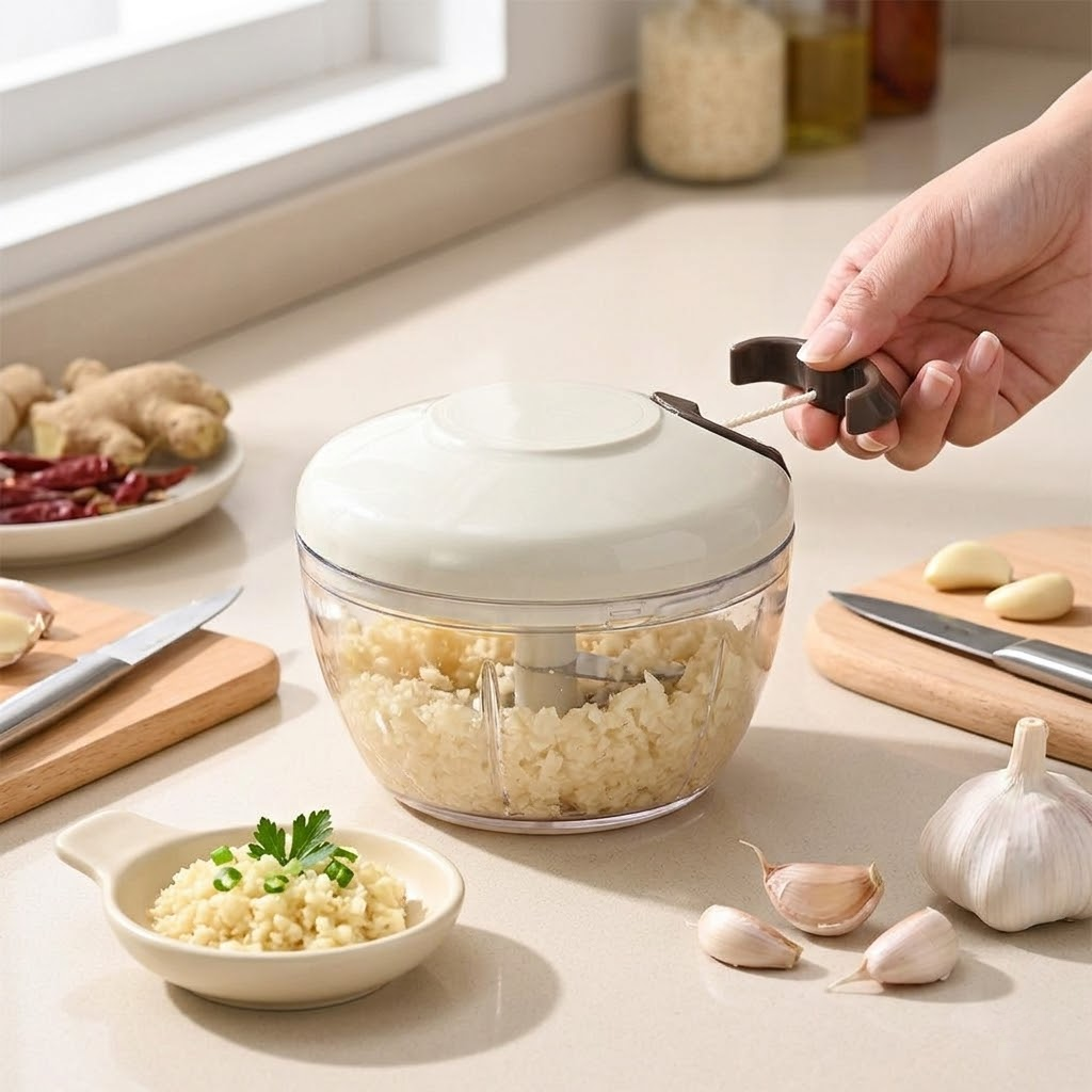 Manual Pull-String Garlic Pounder