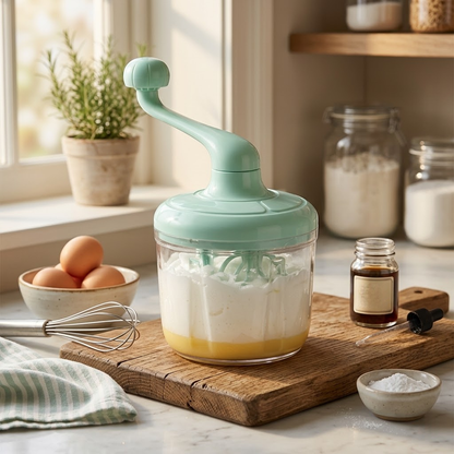 Semi-Automatic Hand-Crank Egg Whisk & Cream Whipper