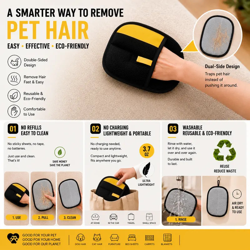 Reusable Pet Hair Removal Gloves