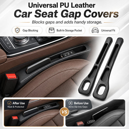 2-Pack Car Seat Gap Filler – Universal PU Leather Car Seat Gap Covers, Car Seat Side Seat Filler to Prevent Items from Falling Out.