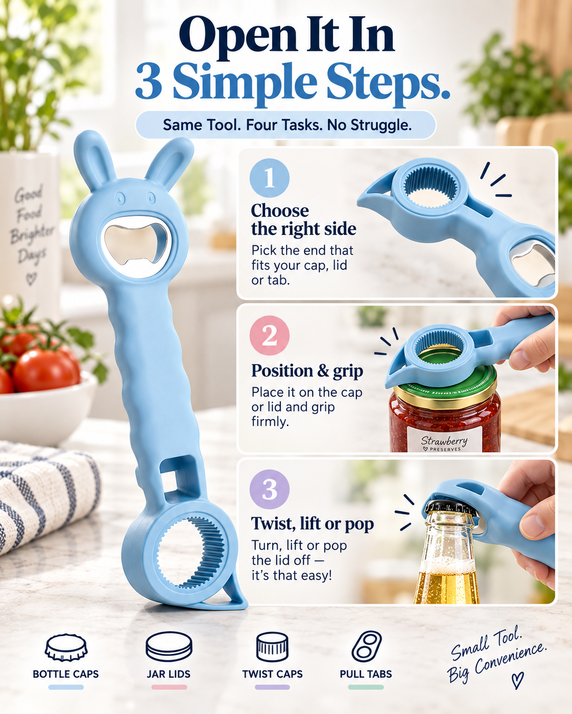 🎁 Buy 1 Get 1 FREE ✨ 4-in-1 Everyday Bottle & Jar Opener