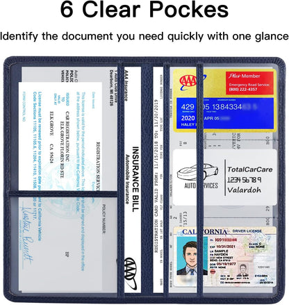 Car Registration and Insurance Card Holder, Magnetic Closure Durable Vehicle Organizer, Essential Car Document Wallet and Car Accessory for Women and Men👌