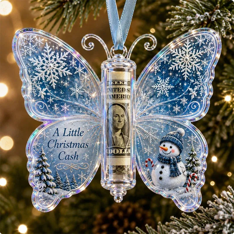 🔥Last Day 50% OFF🦋💵 Christmas Cash Gift Butterfly Ornament – Holiday Money Holder Keepsake 🎄✨