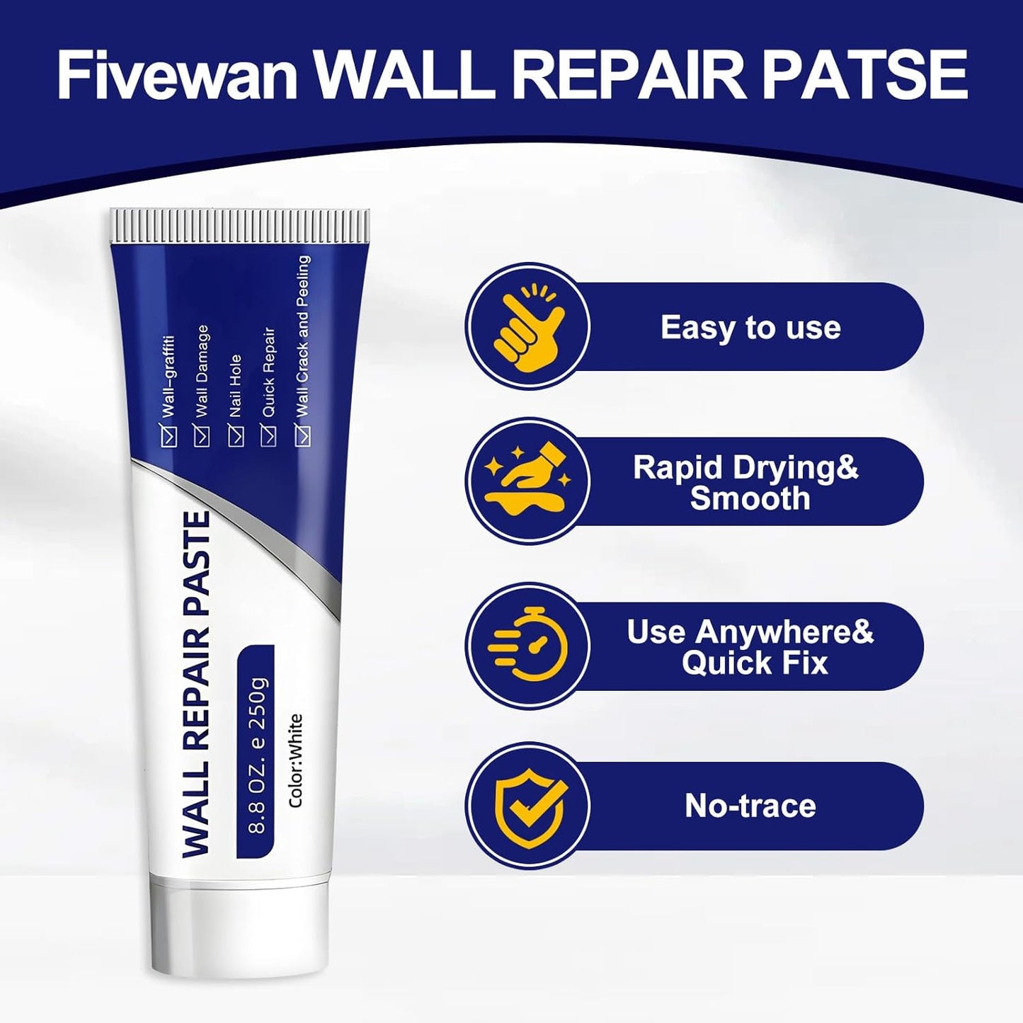 Drywall Patch Repair Kit 250g Wall Mending Agent Multi-functional Quick-drying Paste Adhesive Heavy Duty Concrete Sealant Waterproof Self-adhesive