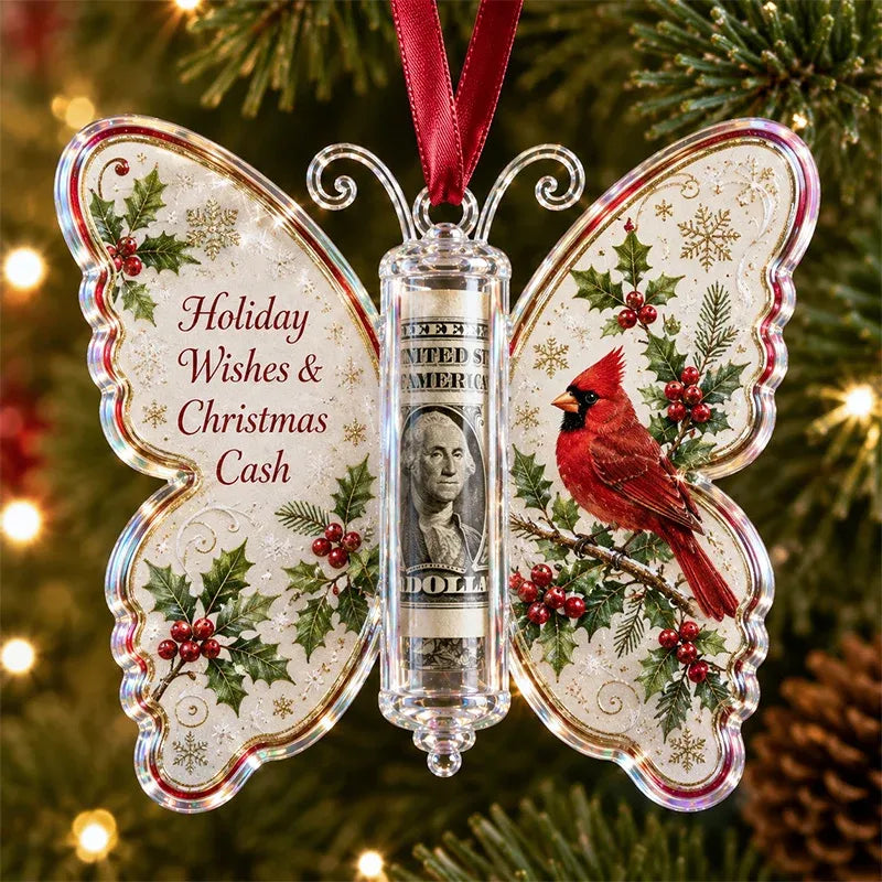 🔥Last Day 50% OFF🦋💵 Christmas Cash Gift Butterfly Ornament – Holiday Money Holder Keepsake 🎄✨