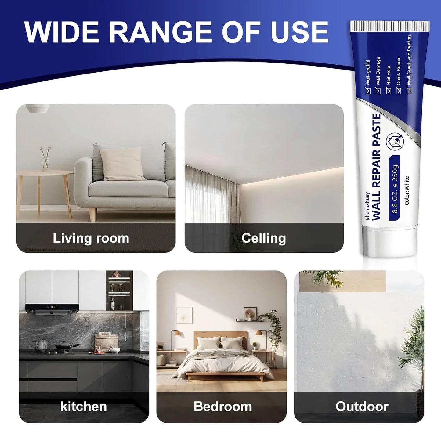 Seamless Wall Repair Kit: Quick-Dry Paste for Cracks & Nail Holes🍃