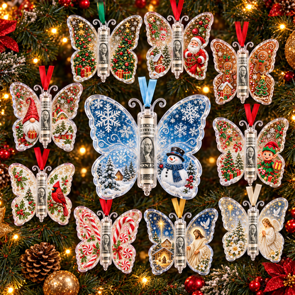 🔥Last Day 50% OFF🦋💵 Christmas Cash Gift Butterfly Ornament – Holiday Money Holder Keepsake 🎄✨