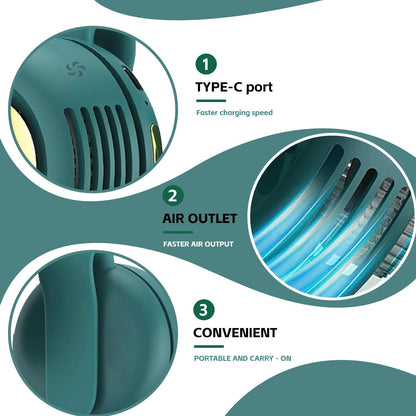 This portable, silent, bladeless mini fan can be clipped to a shirt or waistband. Compact and portable, it features three adjustable wind speeds, making it ideal for outdoor activities, travel, and the office.🌴