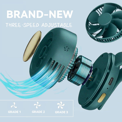 This portable, silent, bladeless mini fan can be clipped to a shirt or waistband. Compact and portable, it features three adjustable wind speeds, making it ideal for outdoor activities, travel, and the office.🌴
