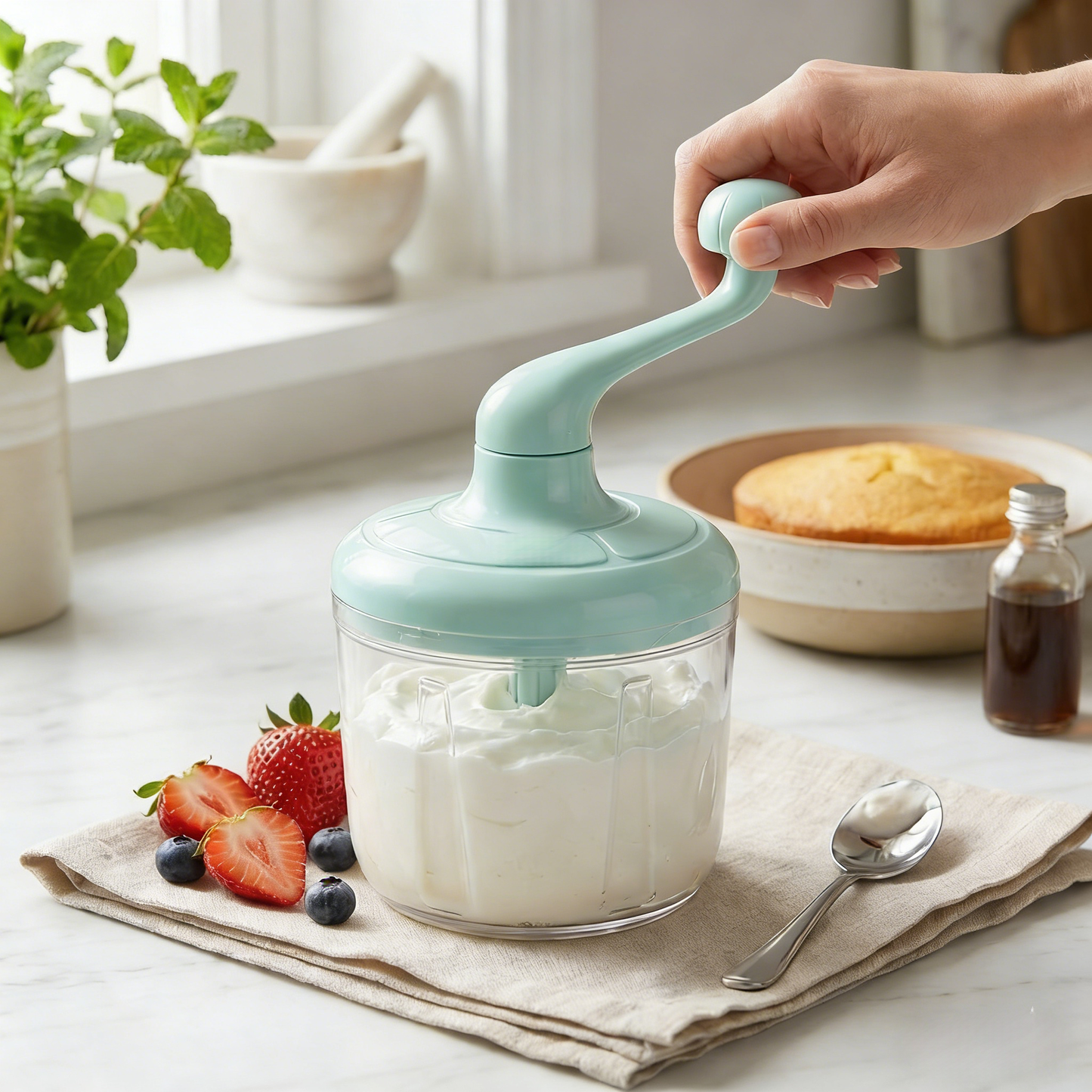 Semi-Automatic Hand-Crank Egg Whisk & Cream Whipper