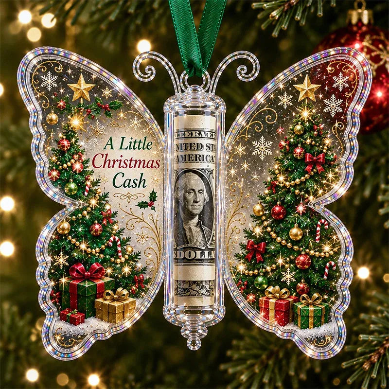 🔥Last Day 50% OFF🦋💵 Christmas Cash Gift Butterfly Ornament – Holiday Money Holder Keepsake 🎄✨