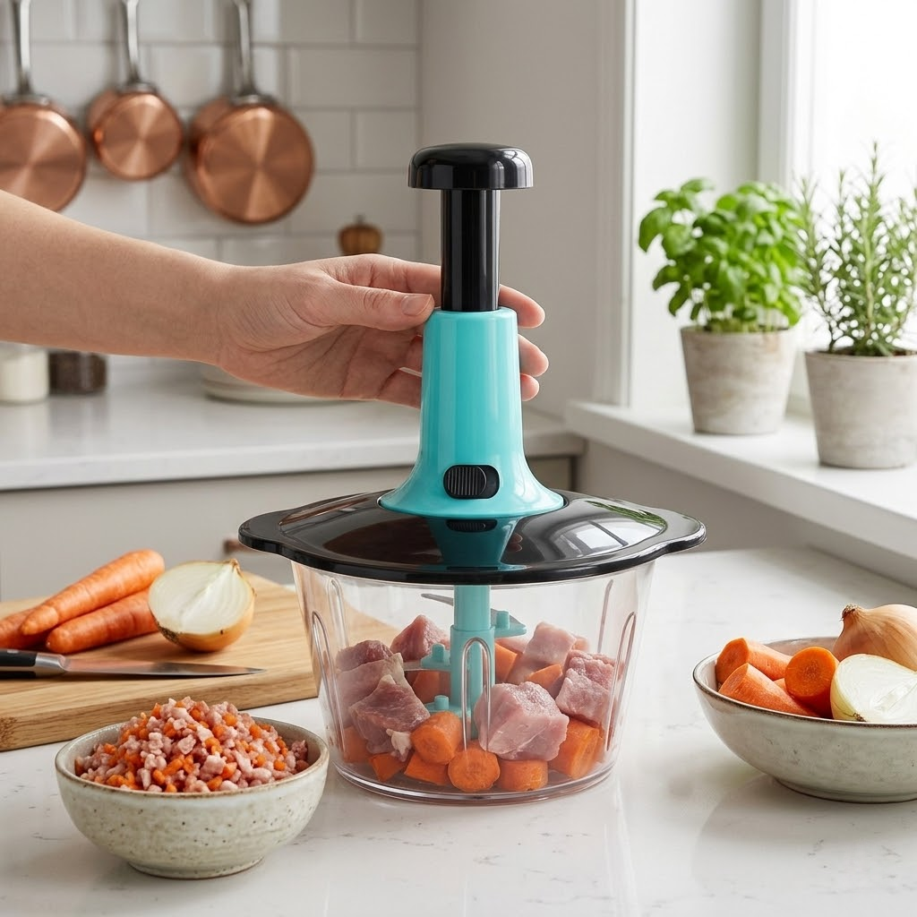 Speedy Press-Powered Meat Grinder
