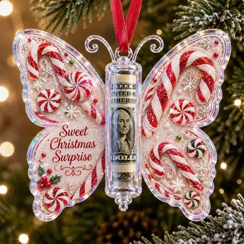 🔥Last Day 50% OFF🦋💵 Christmas Cash Gift Butterfly Ornament – Holiday Money Holder Keepsake 🎄✨