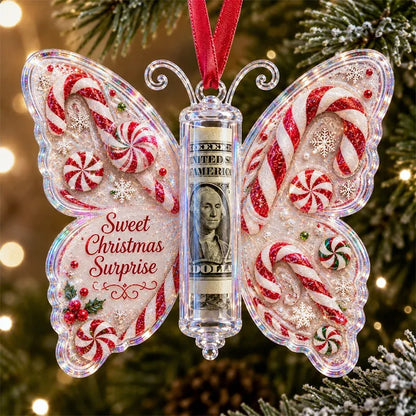 🔥Last Day 50% OFF🦋💵 Christmas Cash Gift Butterfly Ornament – Holiday Money Holder Keepsake 🎄✨
