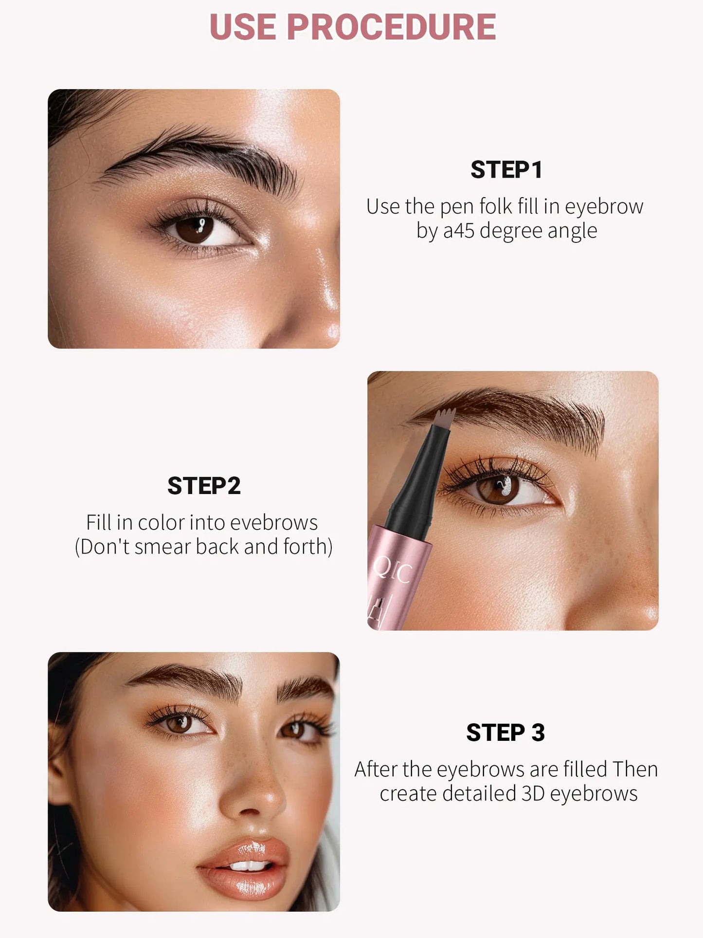Micro-Fork Eyebrow Pencil:Waterproof,Natural Hair-Like Strokes & Long-Lasting
