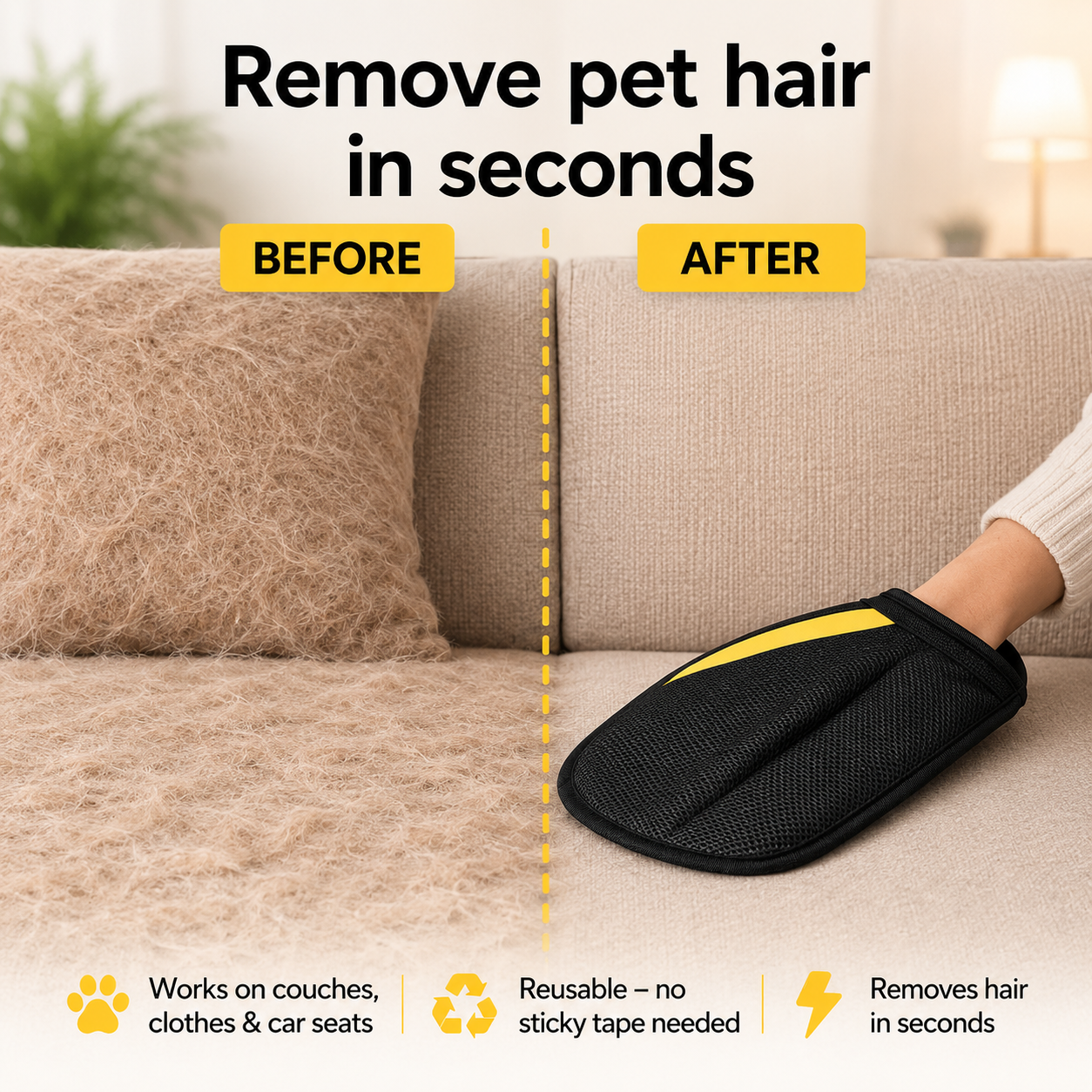 Reusable Pet Hair Removal Gloves