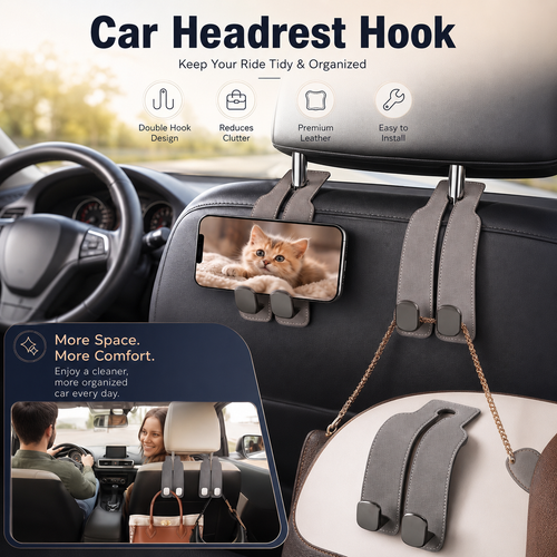 Car seat headrest hooks, car interior accessories, suitable for handbags, wallets, coats, car storage products