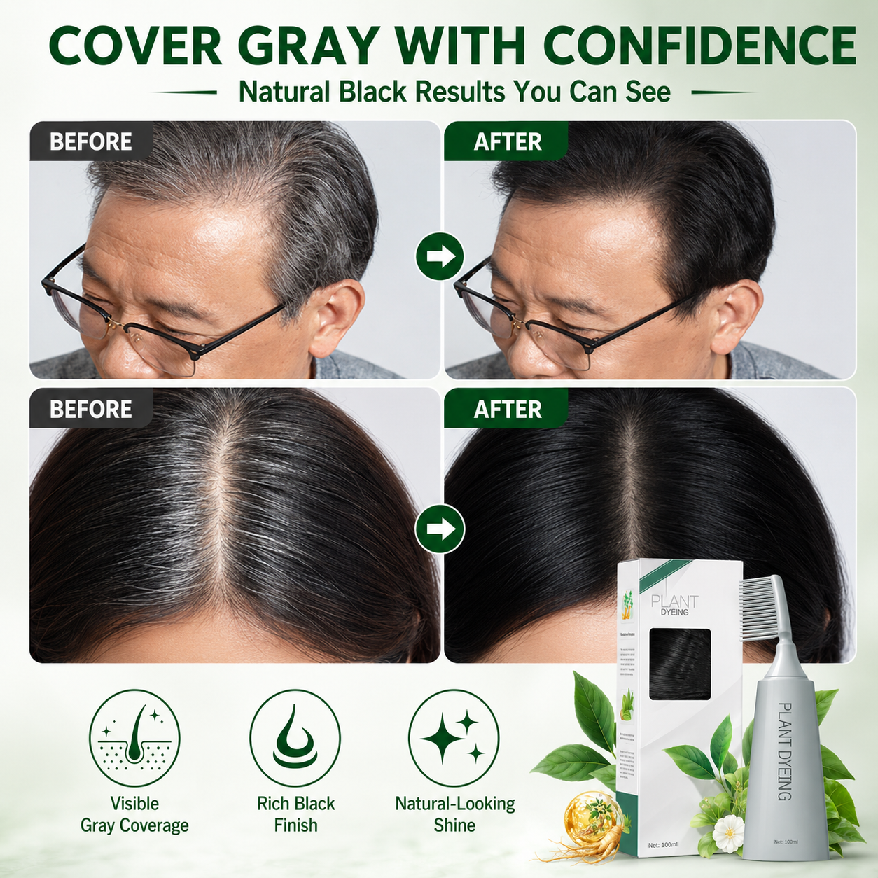 📢📢50% OFF !! ⏰Plant-Based Comb Hair Dye
