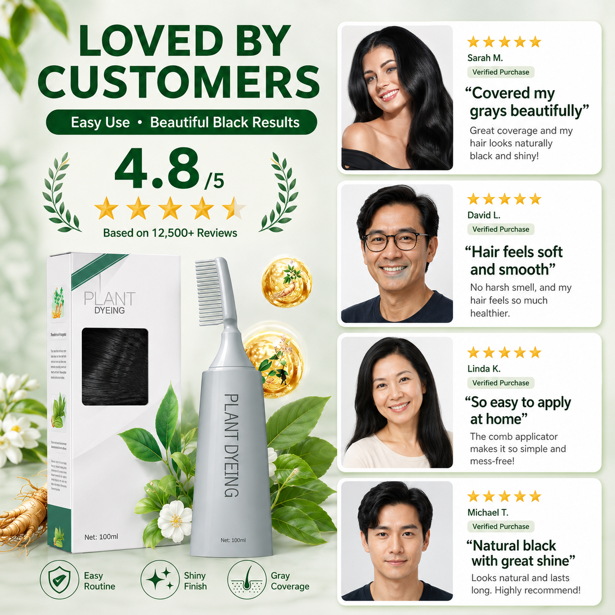 📢📢50% OFF !! ⏰Plant-Based Comb Hair Dye