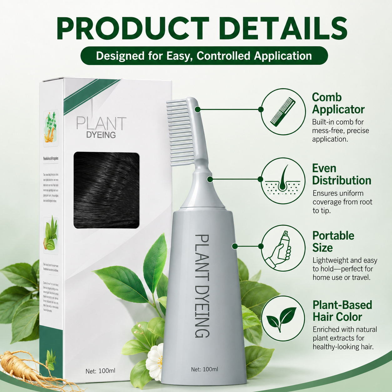 📢📢50% OFF !! ⏰Plant-Based Comb Hair Dye
