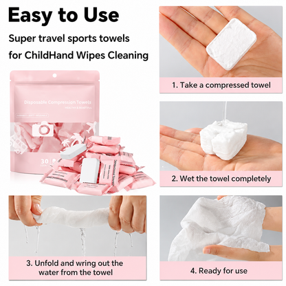 🥳BUY 2 GET 1 FREE ! Compressed towels that expand when wet, Disposable face towels for travel, camping, and hiking.1 Pack 30 Count ✅