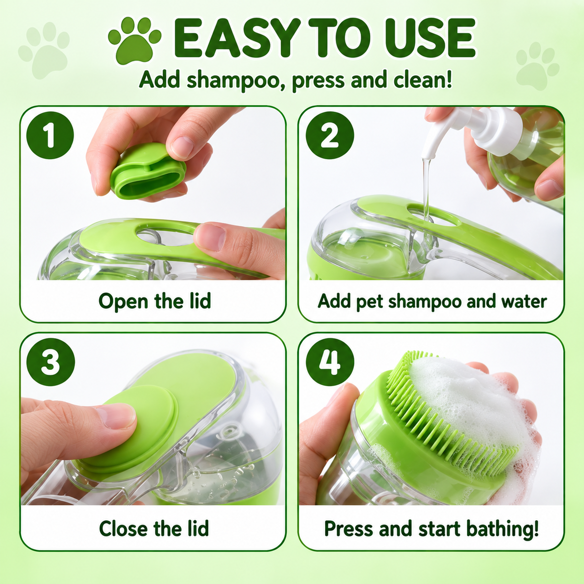 🐱2-in-1 Pet Bath Massage Brush with Shampoo Dispenser🐶