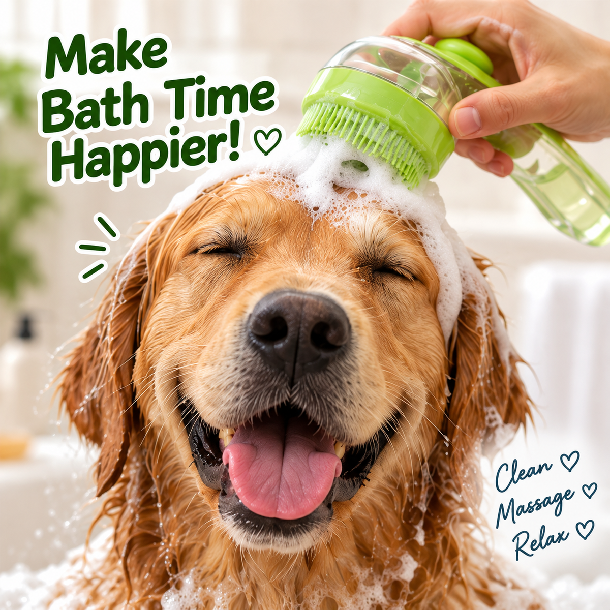 🐱2-in-1 Pet Bath Massage Brush with Shampoo Dispenser🐶