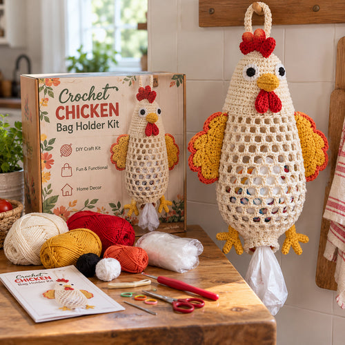 🔥 50% OFF |🧵 Crochet Animal Bag Holder DIY Kit – Cute & Functional Hanging Storage Craft Kit 🧶