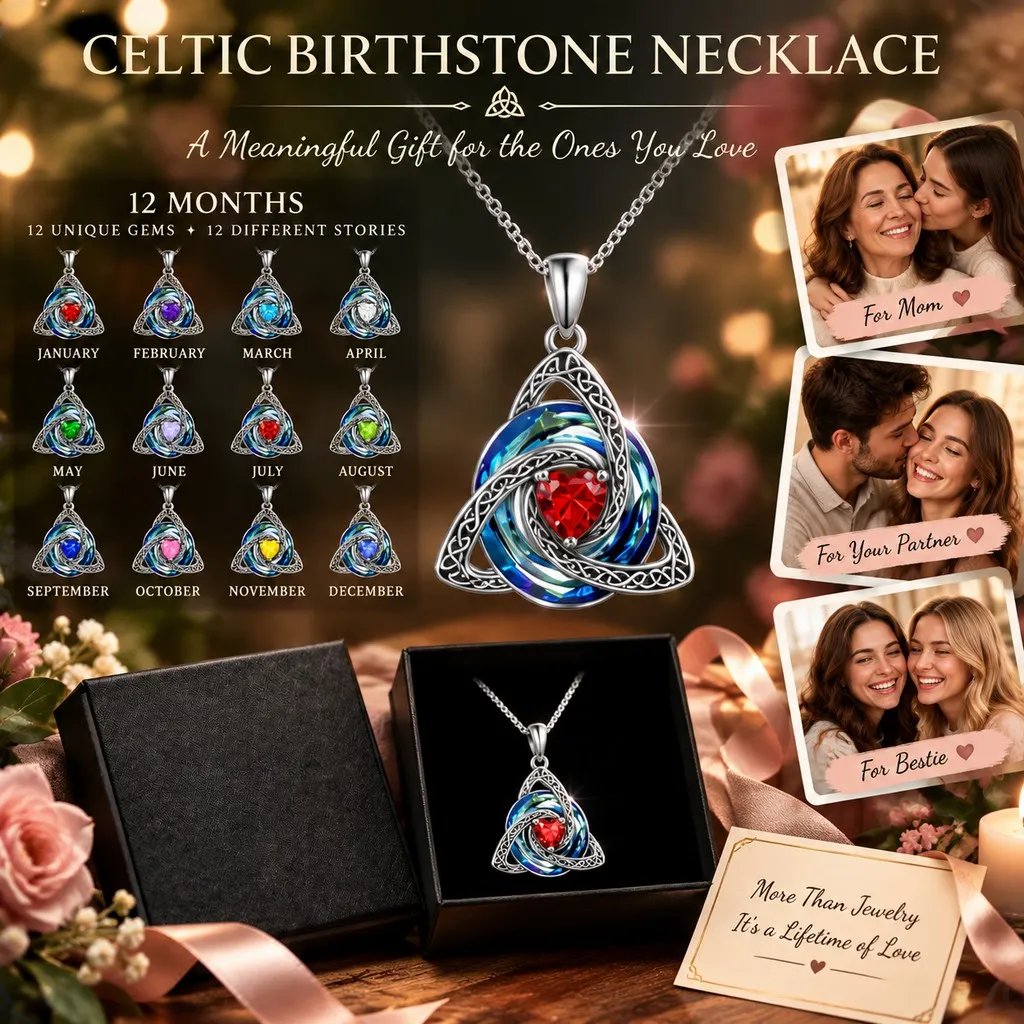 Personalized Celtic Knot Birthstone Necklace 🎁