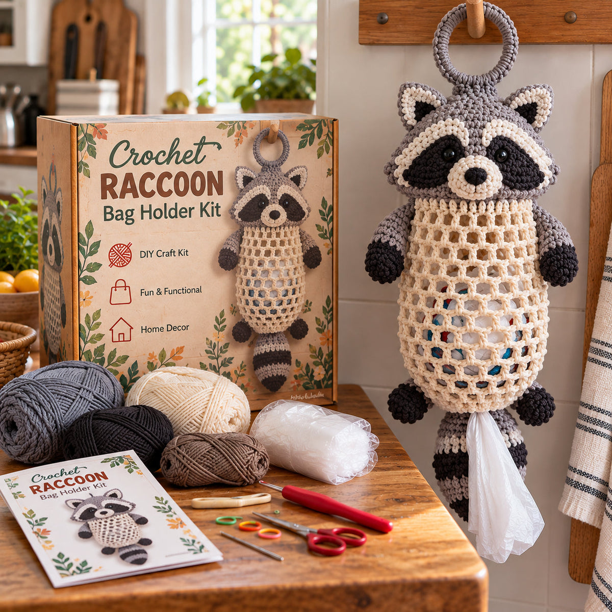 🔥 50% OFF |🧵 Crochet Animal Bag Holder DIY Kit – Cute & Functional Hanging Storage Craft Kit 🧶