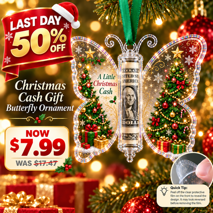 🔥Last Day 50% OFF🦋💵 Christmas Cash Gift Butterfly Ornament – Holiday Money Holder Keepsake 🎄✨