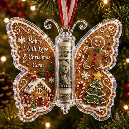 🔥Last Day 50% OFF🦋💵 Christmas Cash Gift Butterfly Ornament – Holiday Money Holder Keepsake 🎄✨