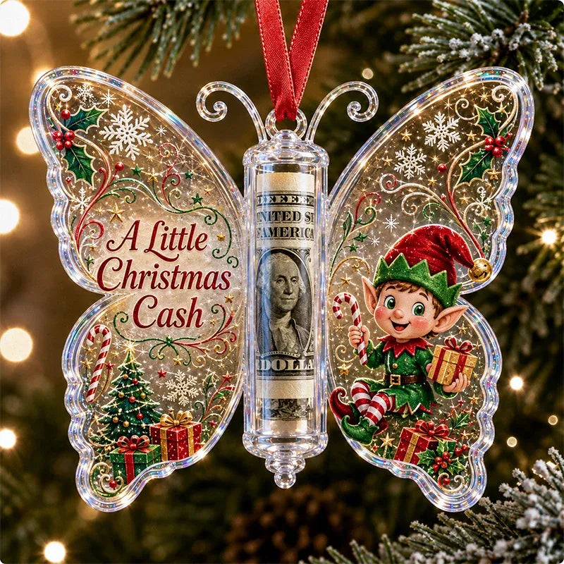 🔥Last Day 50% OFF🦋💵 Christmas Cash Gift Butterfly Ornament – Holiday Money Holder Keepsake 🎄✨