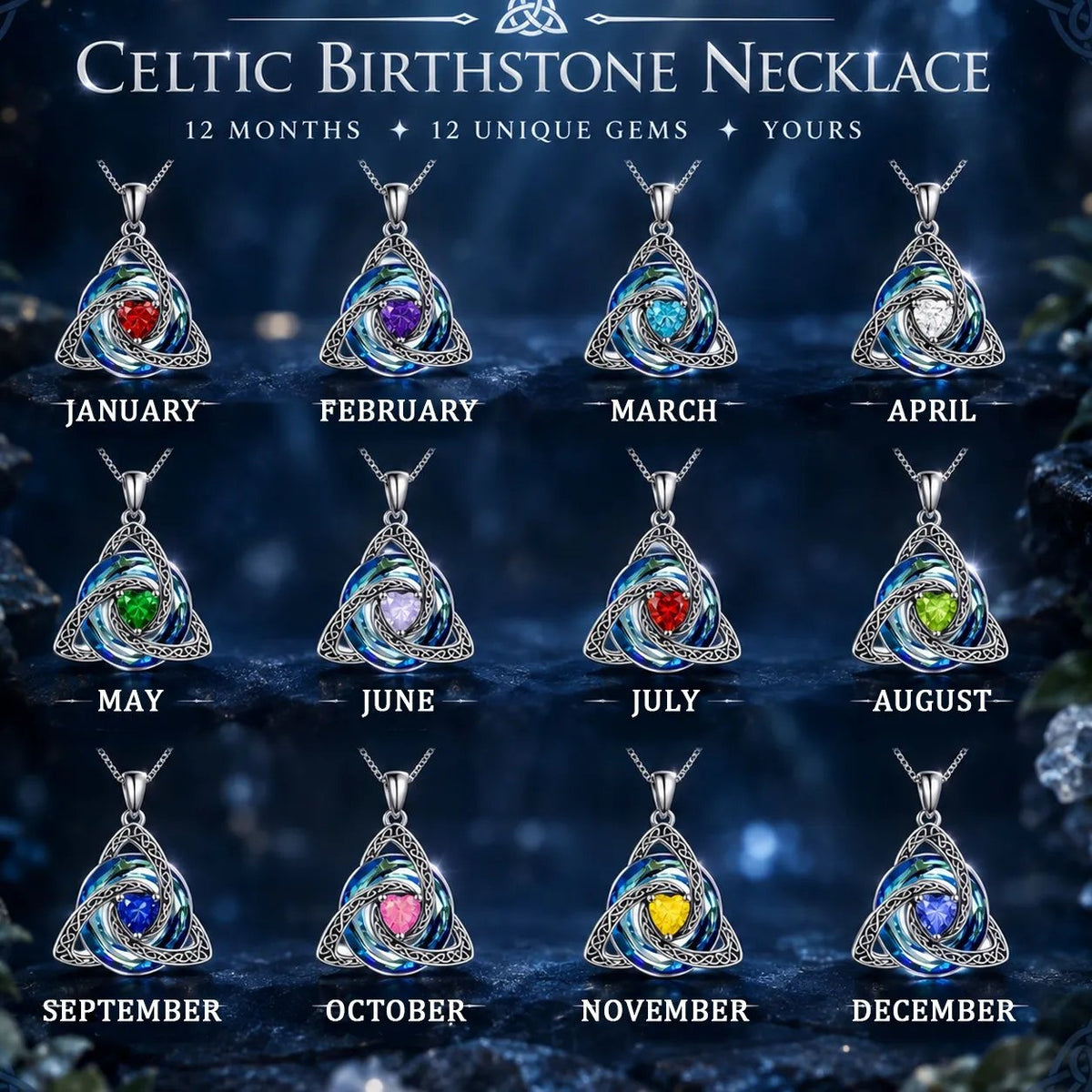 Personalized Celtic Knot Birthstone Necklace 🎁