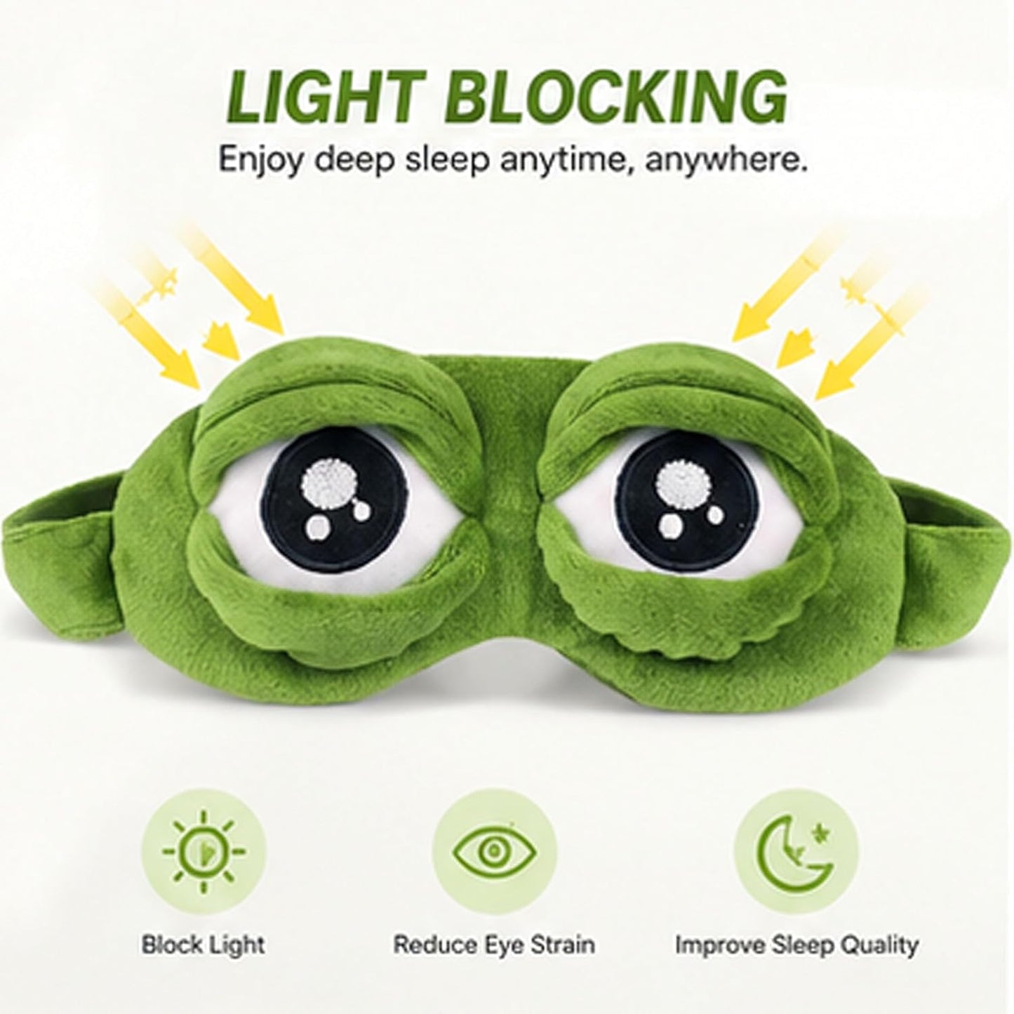 Frog Sleep Mask – Plush Blackout Eye Mask for Sleep, Travel & Naps