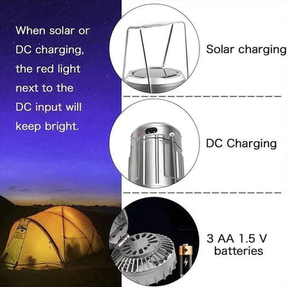 Portable LED Camping Light with Fan, Solar Charging,Essential items for camping and night fishing